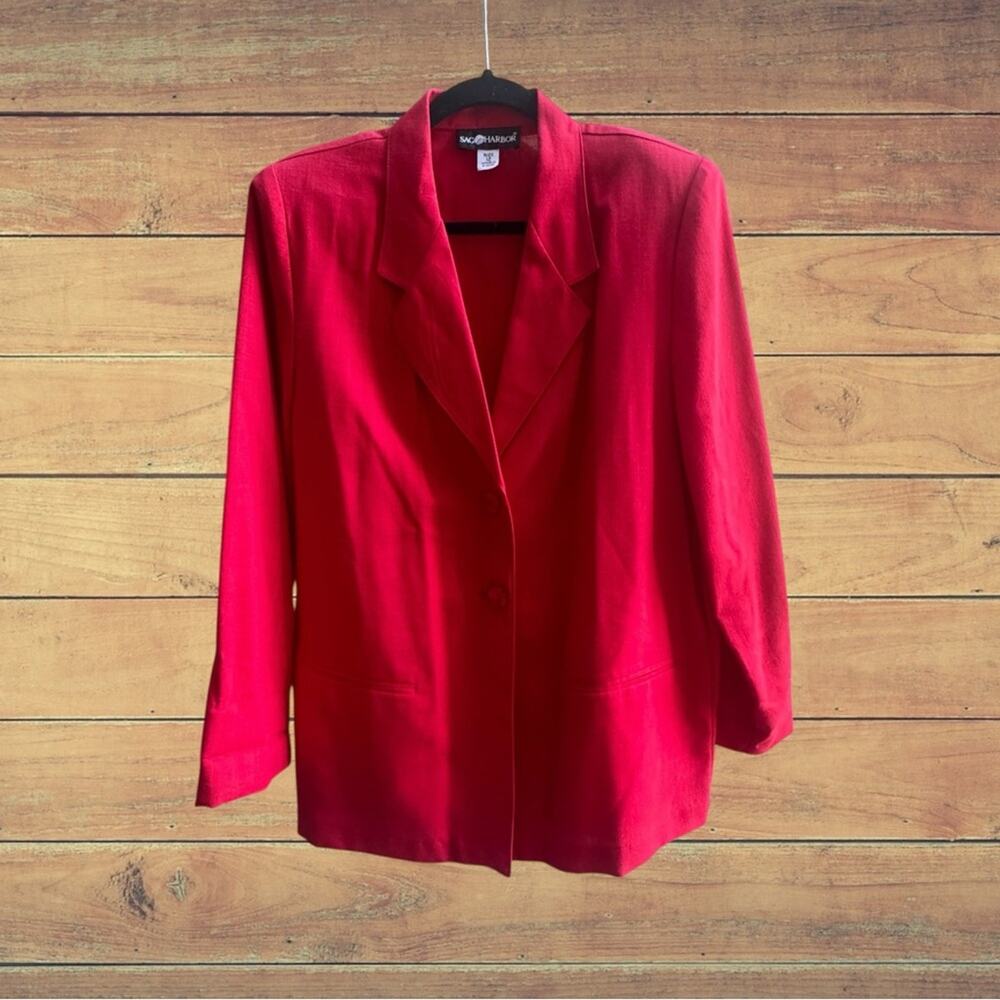 Vintage Sag Harbor Women's Red Boyfriend Blazer, Size 12